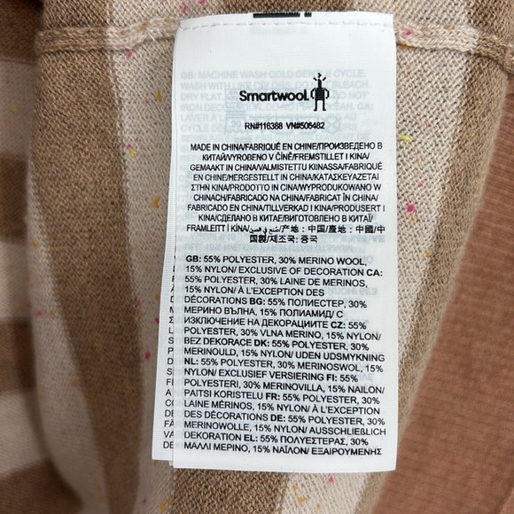 Smartwool Edgewood Boyfriend Striped Crewneck Sweater Almond Women’s Size Medium - Picture 5 of 10